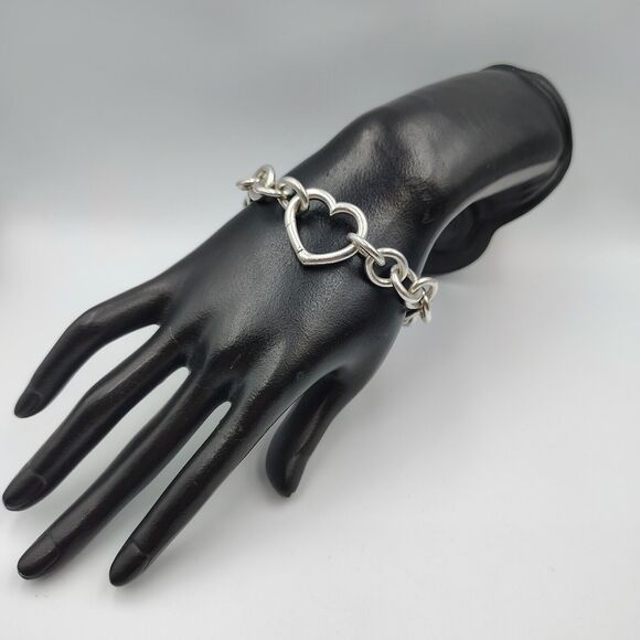 Tiffany & Co. Sterling Silver 925 Heart Clasp Bracelet 7.5" - Picture 7 of 14